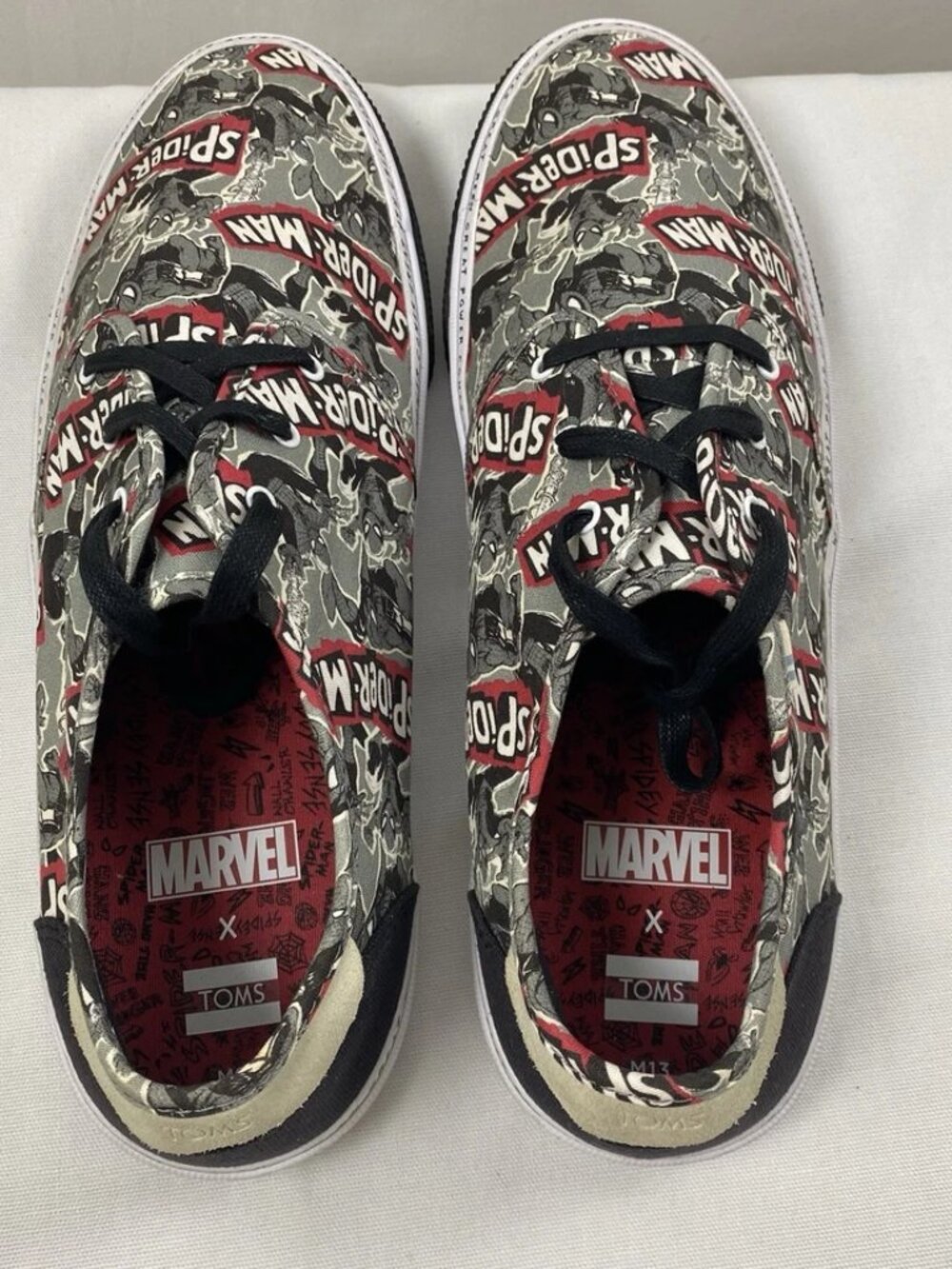 TOMS x Marvel Spider-Man Carlo Low Top Sneakers Men's S 13 Excellent Condition